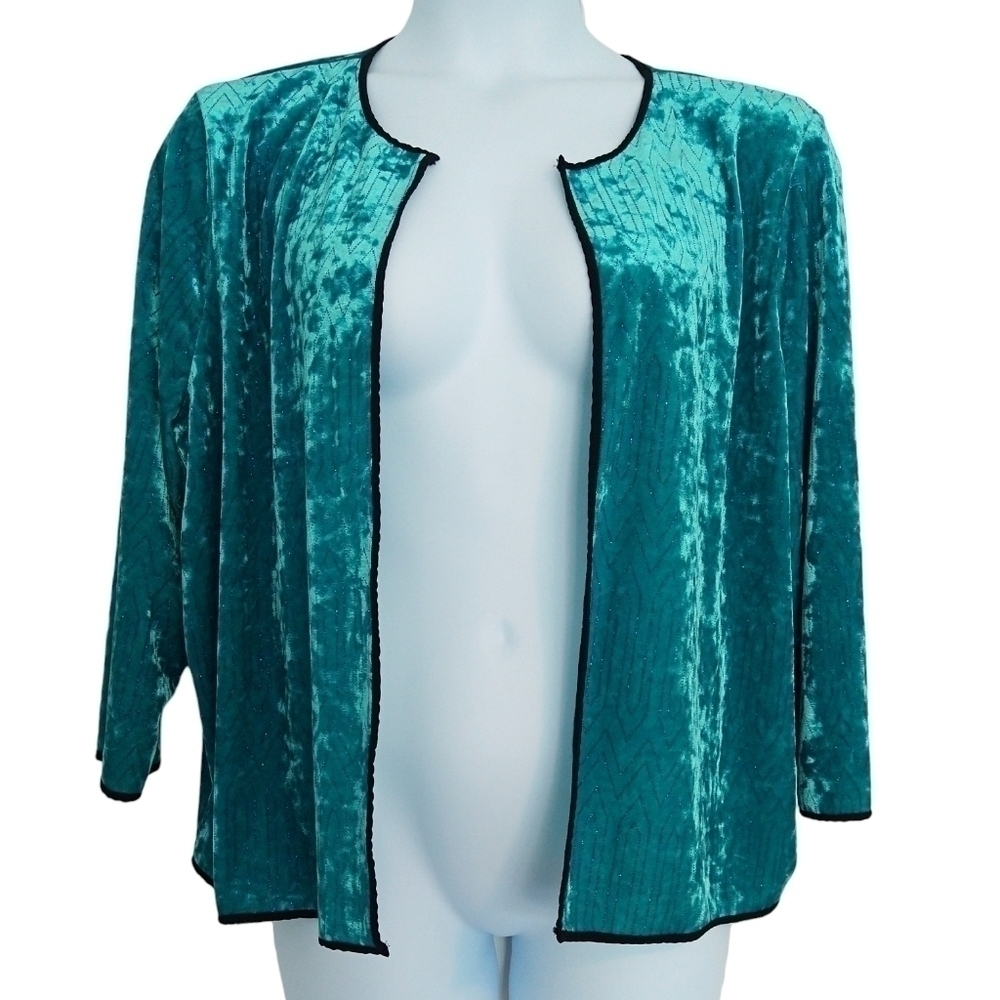 Lularoe Elegant Collection Stella Teal Green Velvet Bolero Jacket Lightweight
